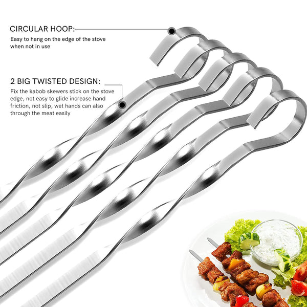 30CM Stainless Steel Barbecue Metal Skewers Flat Needle BBQ Tools Kebab Stick AU