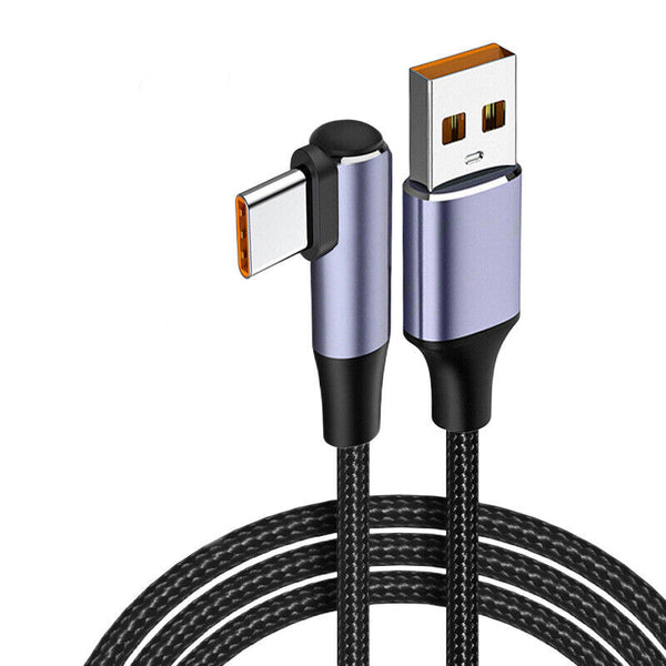 90 Degree Data Line Right Angle PD 100W Fast Charging USB to USB Type C Cable