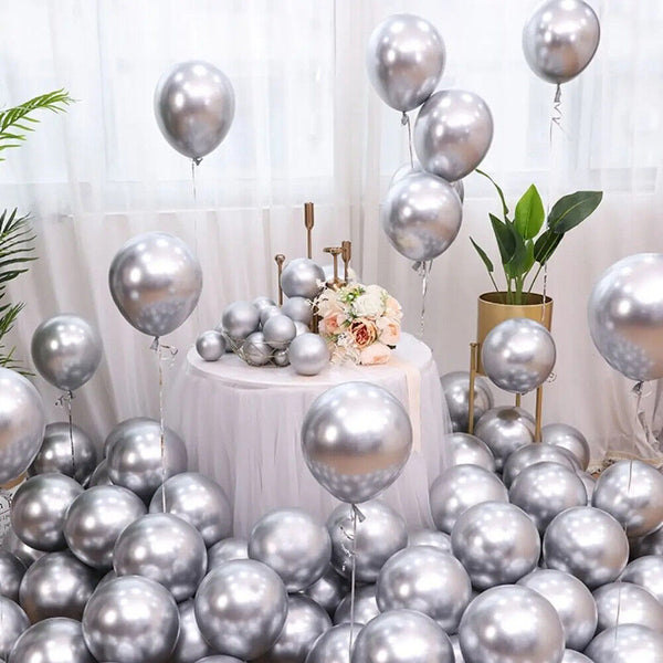 20x Latex Balloons 10inch/25cm Silver Pearl Retro Balloon Party Wedding Birthday