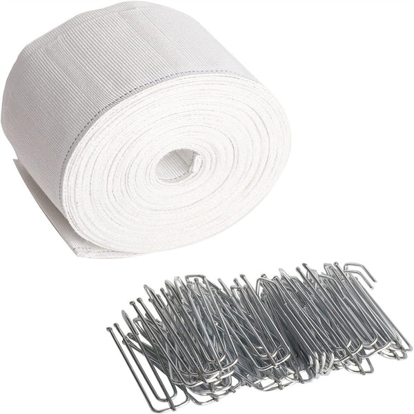 6M Curtain Heading Pleat Tape 4 Prongs Curtain Pleat Hook Clip Curtain Eyelet AU
