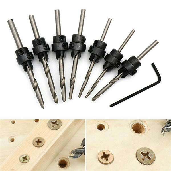22PCS Countersink Tapered Drill Bit Screw Set Wood Pilot Hole For Woodworking AU