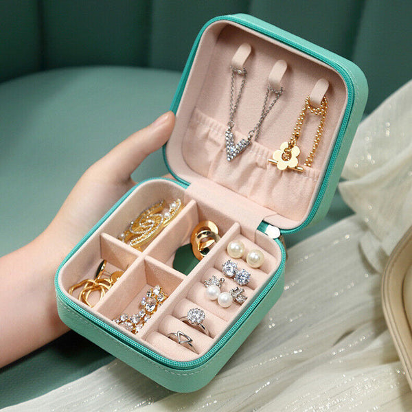 Portable Travel Jewellery Box Organizer Leather Ornaments Jewelry Case Storage