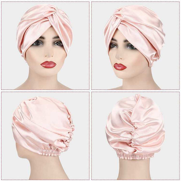 Soft Silk Night Cap Care Bonnet Double-layer Sleeping Cap Hair Styling AU