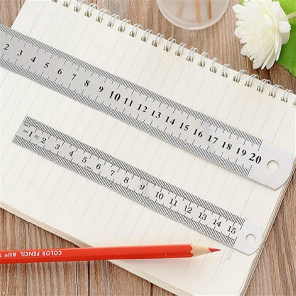 3PCS Metal Ruler Stainless Steel Double Sided 15/20/30CM Precision School Office