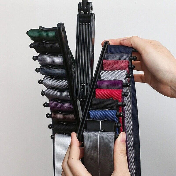 Adjustable NEW Scarf 20 Tie Home Hanger Rack 360° Rotating Holder Compact Belt