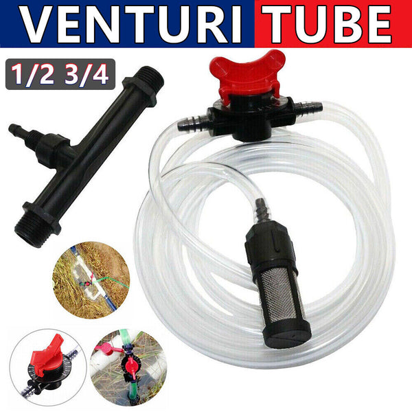 Auto Irrigation Venturi Fertilizer Kit Injector Water Tube Switch Filter 3/4