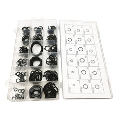 225Pcs 18Sizes C-Clips Snap Ring Heavy Duty Retaining Set  Assortment Black Ring