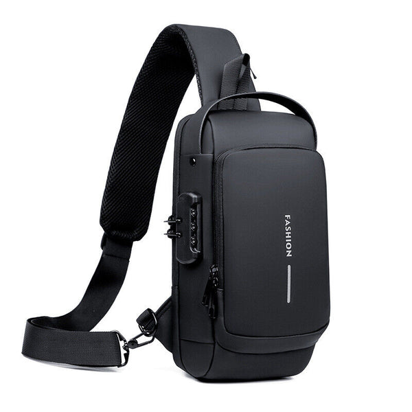 Anti-theft Chest Shoulder Messenger Backpack Men Sling Crossbody Bag USB Port AU