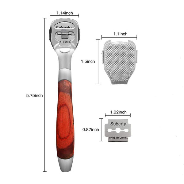 Foot Care Pedicure Callus Shaver Hard Skin Remover Wood Handle 10 Blades AUS