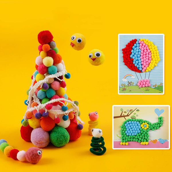 DIY Mixed Colour Mini Soft Fluffy Pom Poms Pompoms Ball 8-30mm for Kids Tools AU