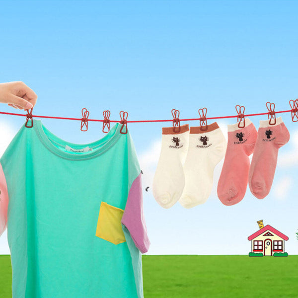 2pcs 12 Clip Camping Rope Peg Washing Clothes Line Travel clothesline Portable