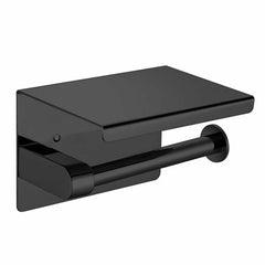 Stainless Steel Toilet Paper Roll Holder Storage Hooks Bathroom Washroom Black