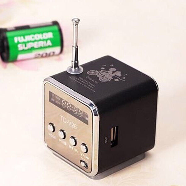 Stereo Speaker USB FM Mini Digital TF Rechargeable Radio Portable Player MP3