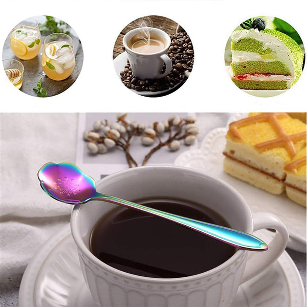 8PCs Flower Teaspoon Set Stainless Steel Spoons Tea Cake Dessert Cutlery Set AU