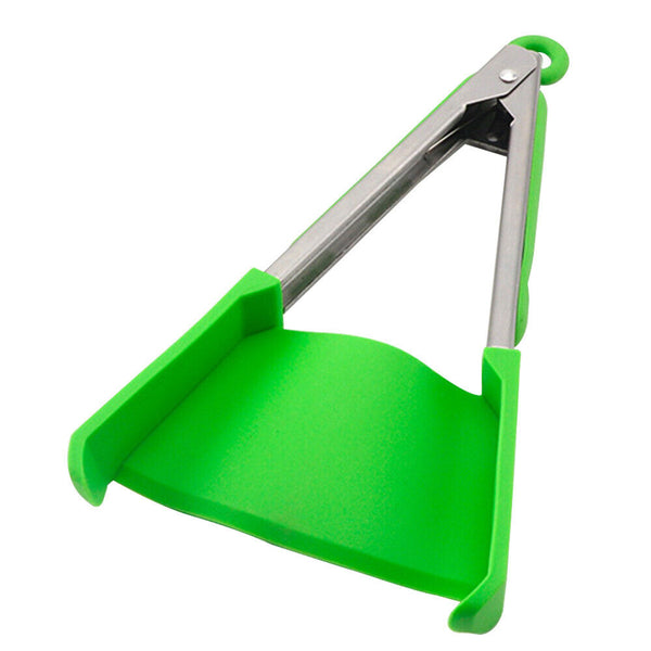 Green BBQ Silicone Cooking Tongs Heat Spatula Stainless Steel Resistant Frame Gadget - Lets Party