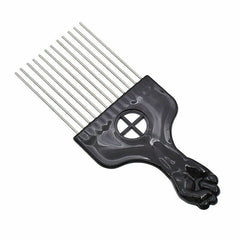 Afro Detangle Comb – Metal Tooth Wig & Braid Pick with Fist Handle