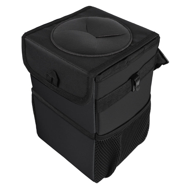 Waterproof Car Trash Can with Lid Bin Waste Basket Storage Garbage Bag Organizer