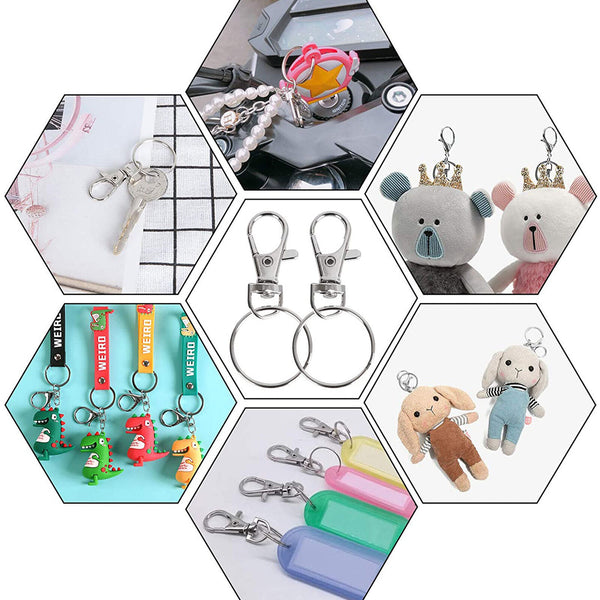 70X Swivel Lobster Clasp Clips Hook Alloy KeyRing Split Keychain Durable Diy AU