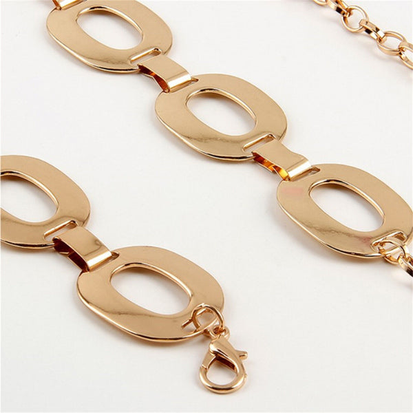 2X Women Metal Chain Retro Belt High Waist Hip Charms Waistband Body Chain adorn