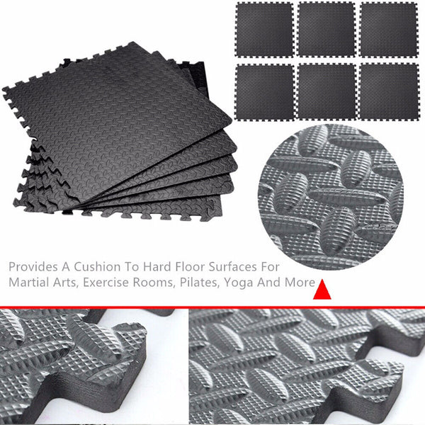 24x Interlocking Heavy Duty EVA Foam Gym Flooring Mat Floor Mats Tiles 60x60cm - Lets Party