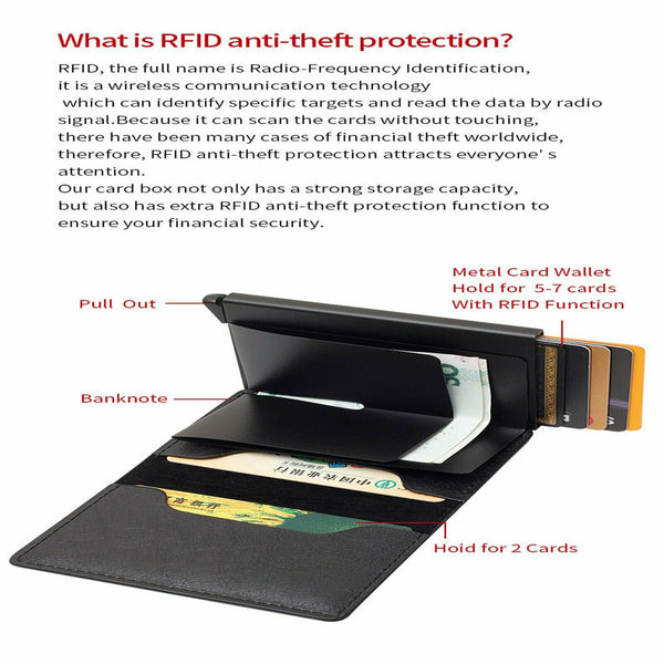 Credit Card Holder Leather Wallet RFID Blocking Pop Slim Aluminum Card Case AUS