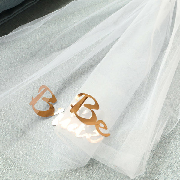 Bride To Be Veil Two-tier Hens Night Bachelorette Party Bridal Gloves Rose Gold