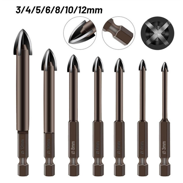 7PCS Efficient Universal Drilling Tool Multifunctional Cross Alloy Drill Bit