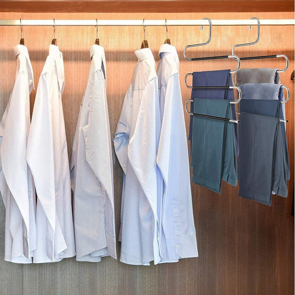 2/4pcs 5 Layer Clothes Hanger Pants Ties Space Saving Organizer Scarf Coat Rack