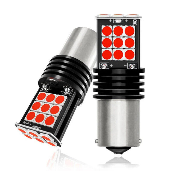 2X NEW BAY15D 1157 P21/5W RED 24 SAMSUNG LED BRAKE STOP TAIL LIGHT BULB GLOBE