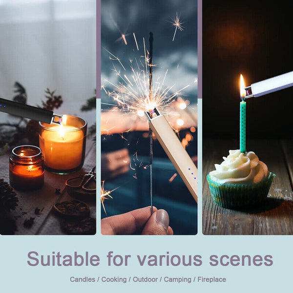 Electric Rechargeable Flameless USB Lighter Candle BBQ Windproof Kitchen Tool AU