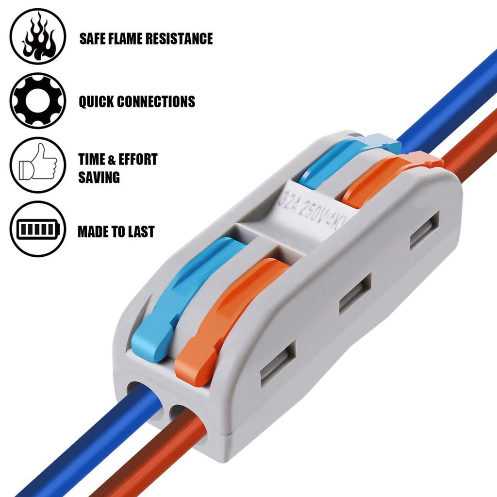10Pcs SPL-2/3 Line Electrical Connectors Wire Block Clamp Terminal Cab
