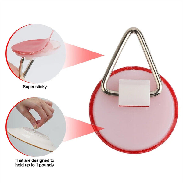 Disc Plate Hangers Picture Hanging Self Adhesive Stick on Invisible Hooks