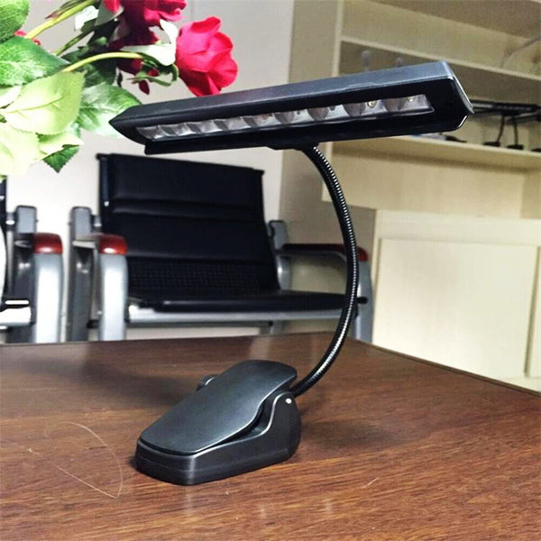 9 LED Flexible Clip-on Music Stand Reading Light Bed Table Desk Lamp Black