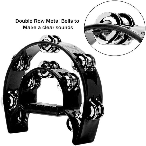 Double Half Moon Tambourine Musical Percussion Instrument Bell Beat Drum ABS AU