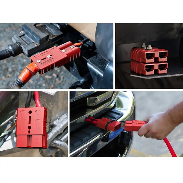 2PCS Anderson Style Plug Connectors Caravan Mounting 50 AMP 6AWG Red Tools New