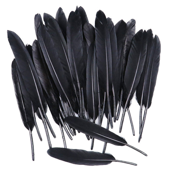 50pcs Black 10-15cm Goose Feathers DIY Craft Cake Party Wedding Decoration AU