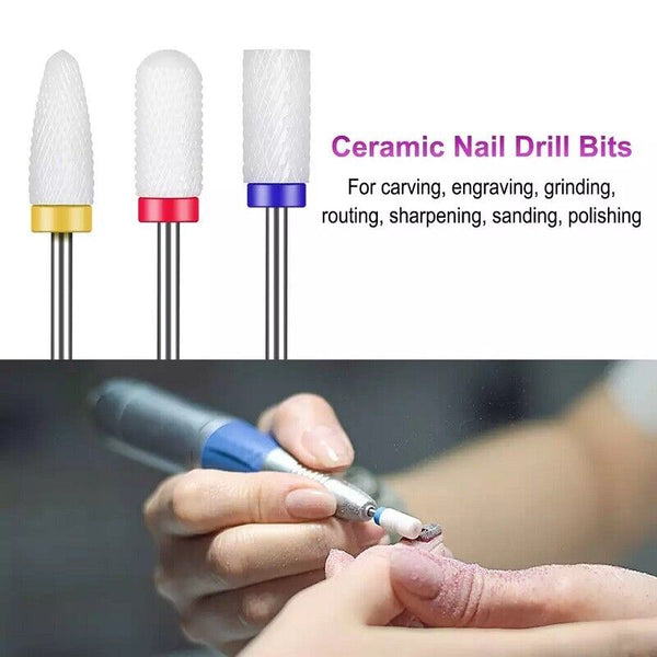16x Ceramic Nail Drill Bits File Acrylic Manicure Pedicure Tools