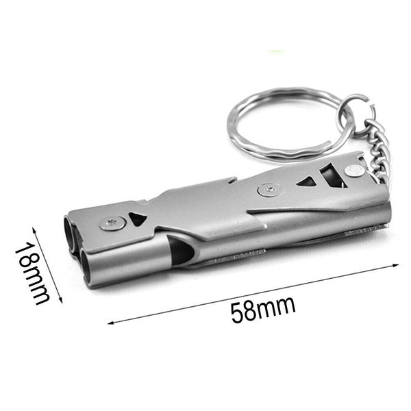 Double Tube Survival Emergency SOS Stainless Steel Outdoor Whistle Lifesaving