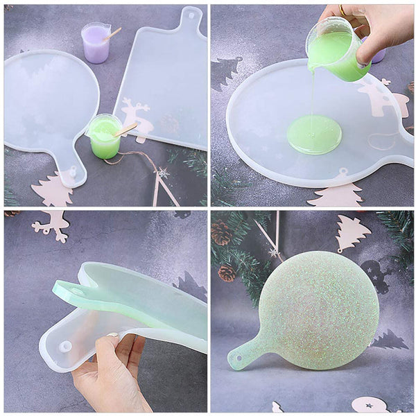 UP 2X Silicone Coaster Resin Casting Mold Epoxy Fruit Tray Plate Mould Craft DIY