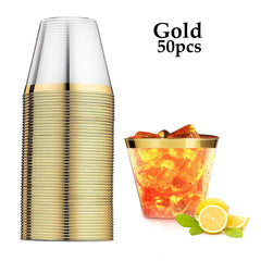 Plastic Wine Glass Rose gold Glasses Drink Cup Cocktail Party Gold Cup