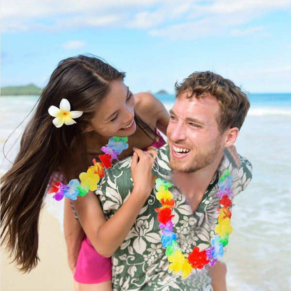 Hawaiian Flower Lei Leis Necklace Tropical Beach Luau Party Garland