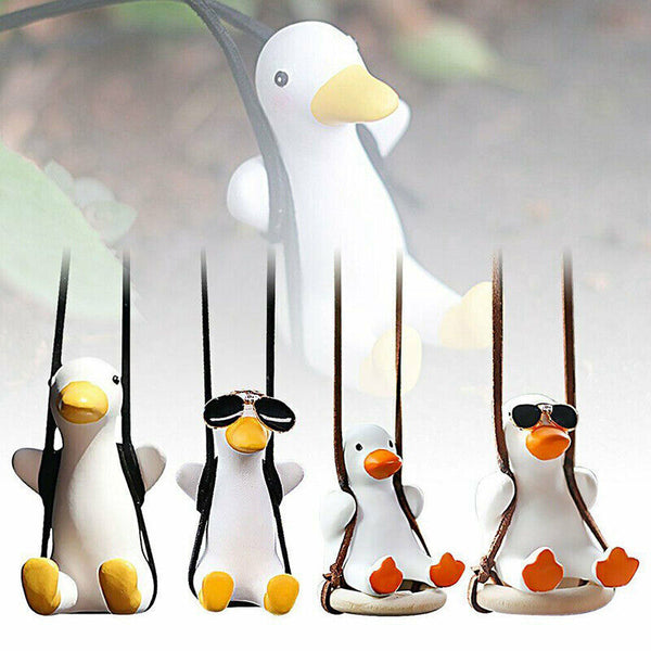 Car Pendant Cute Anime Little Duck Swing Auto Rearview Mirror Hanging Ornament