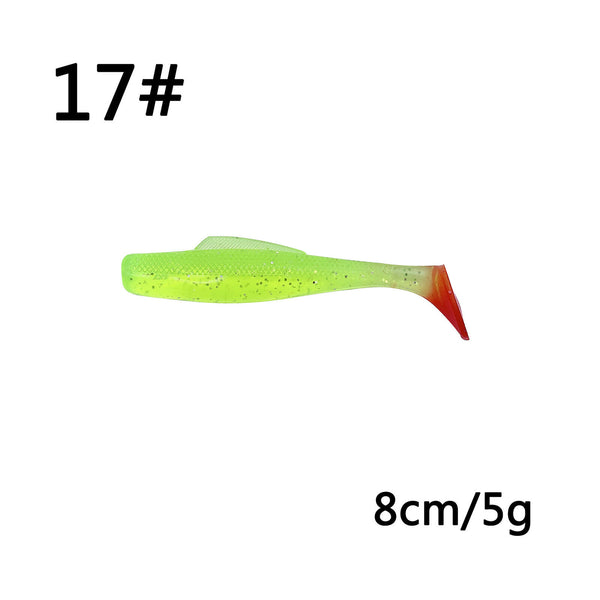 6X 8CM Floating T Tail Soft Bait Bionic Bait TPR Material Stretchable Soft Bait