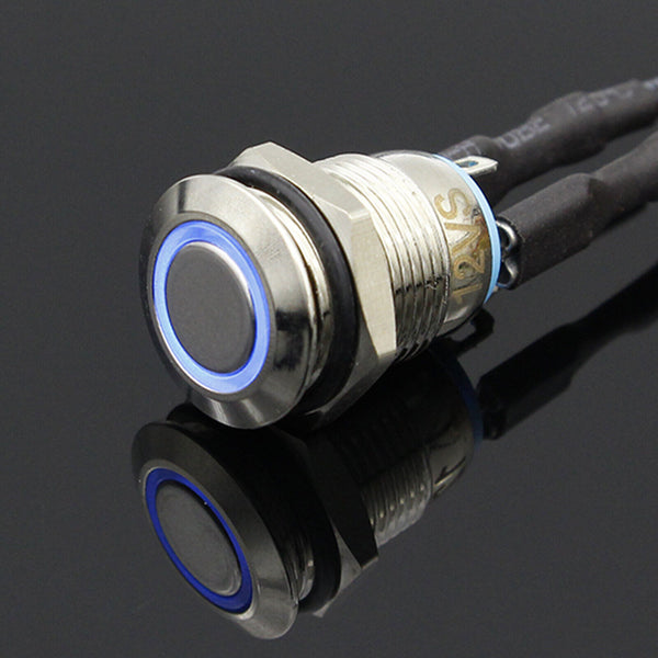 12V 16mm Car Boat Push Button Metal Momentary Switch LED Light Waterproof