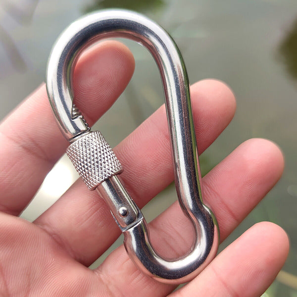 UP 10X 80mmx8mm Carabiner Snap Hook Clip Keyring Camping Climbing Lock Key Ring