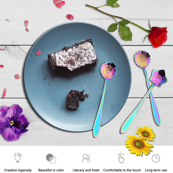 8PCs Flower Teaspoon Set Stainless Steel Spoons Tea Cake Dessert Cutlery Set AU