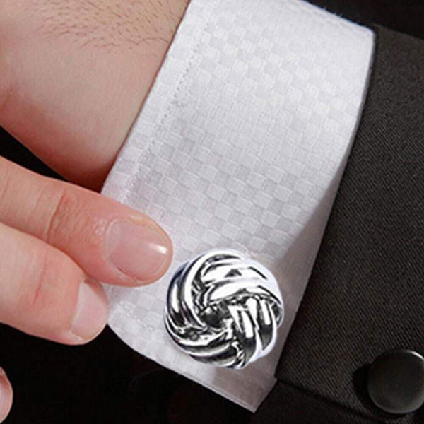 STAINLESS STEEL CUFFLINKS GIFT WEDDING VINTAGE MENS SUPERB TWIST KNOT CUFF LINKS