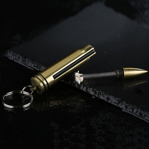 Waterproof Fire Starter Lighter Match Keychain Survival Camping Metal Bullet AU