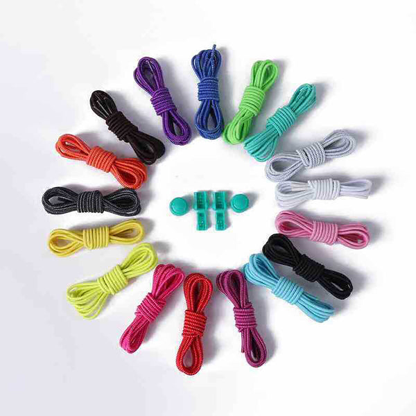 2-Pairs No Tie Shoelaces Elastic Lock Shoe Laces For Adults Kids Sports Sneaker