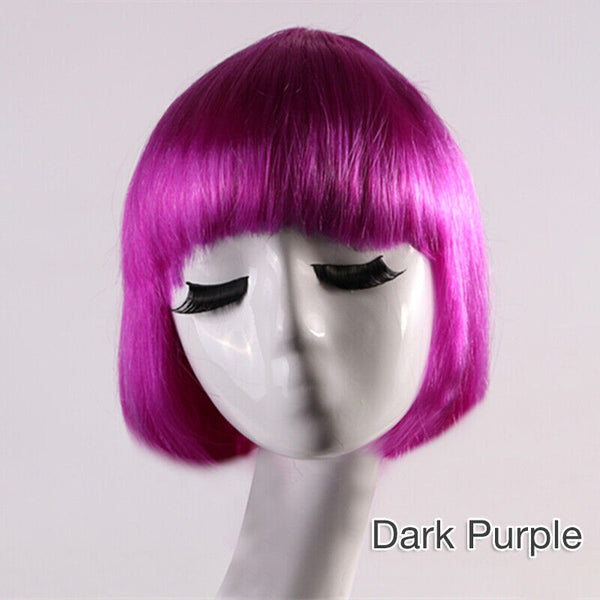 Womens Short Straight BOB Sleek Hair with bang Synthetic Cosplay Wig Wigs Party